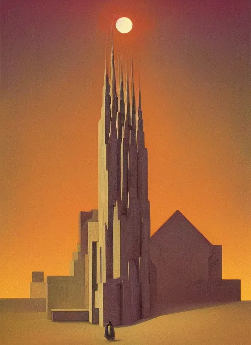 Image similar to propaganda cathedral Edward Hopper and James Gilleard, Zdzislaw Beksinski, highly detailed