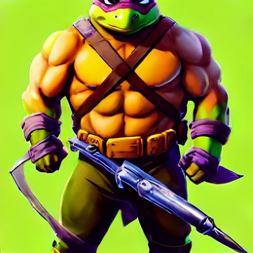 Image similar to Greg Manchess portrait painting of Teenage Mutant Ninja Turtles as fortnite character, medium shot, asymmetrical, profile picture, Organic Painting, sunny day, Matte Painting, bold shapes, hard edges, street art, trending on artstation, by Huang Guangjian and Gil Elvgren and Sachin Teng