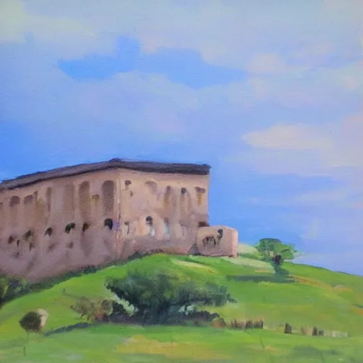 Image similar to “a matte panting of a old fort”