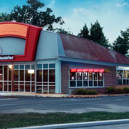 Image similar to exterior photo of Mcdonalds in the upside down from stranger things. 8k realistic photo