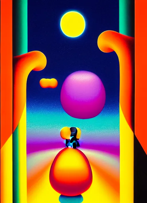 Prompt: night by shusei nagaoka, kaws, david rudnick, airbrush on canvas, pastell colours, cell shaded, 8 k