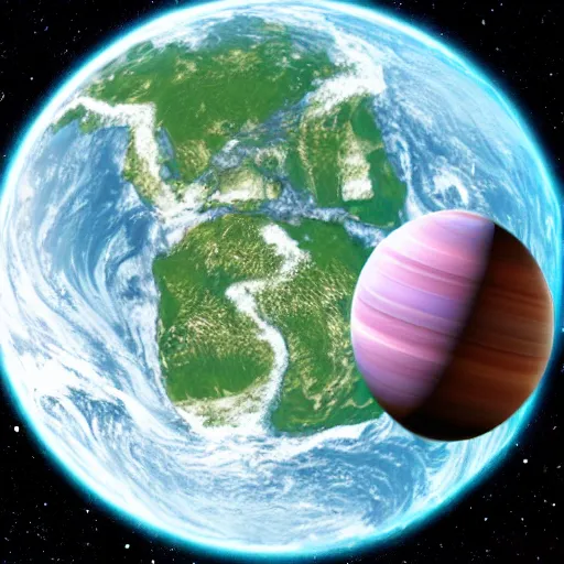 Image similar to big chungus in space next to the planet Earth