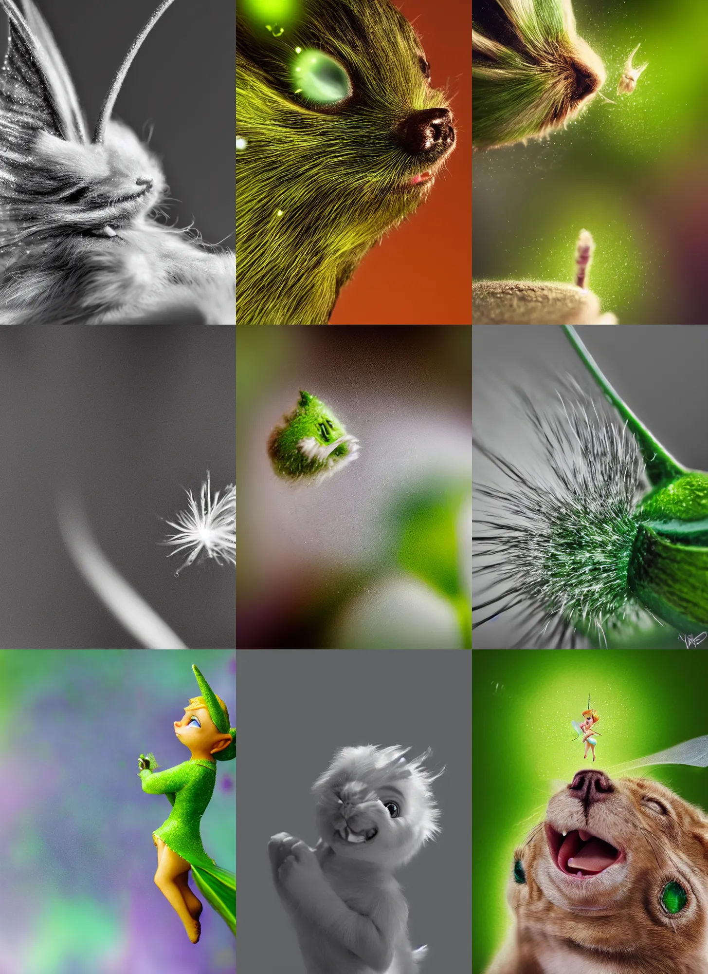 Prompt: Tinkerbell sneezing, hyper realism, macro shot