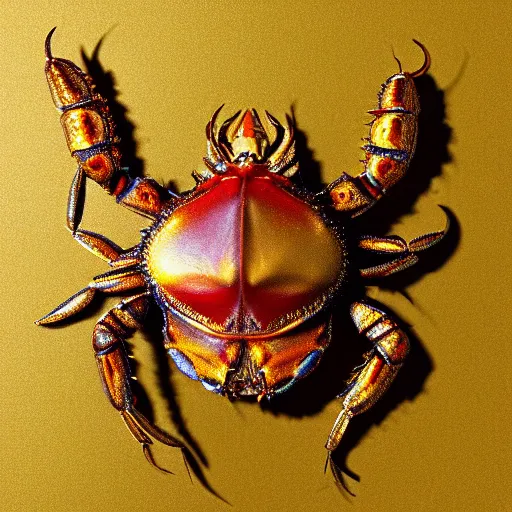 Prompt: magic golden mask designed based off a crab