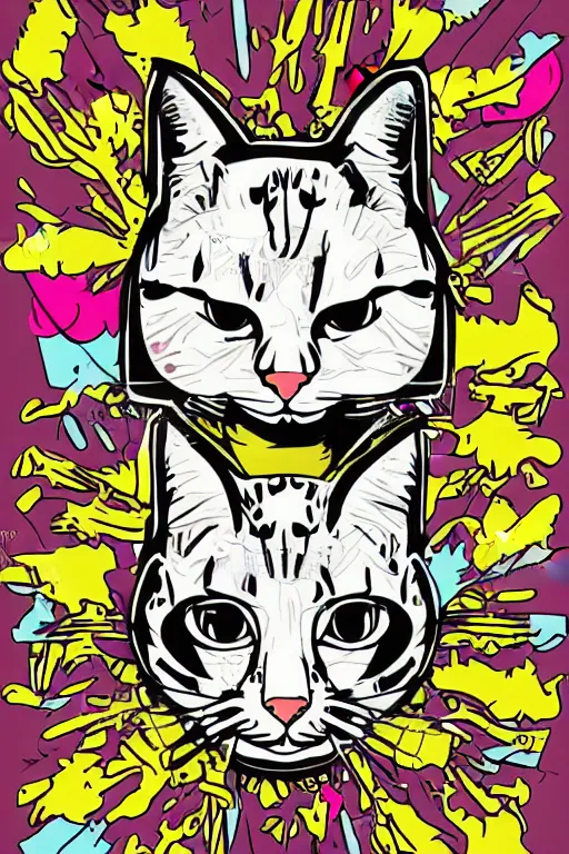 Image similar to Portrait of a cat as a wrestler, sticker, colorful, illustration, highly detailed, simple, smooth and clean vector curves, no jagged lines, vector art, smooth