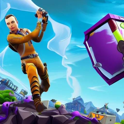 Image similar to sheldon cooper in fortnite