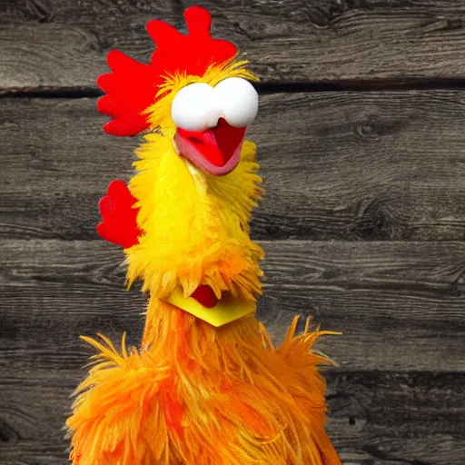 Image similar to clucky the goofy chicken muppet