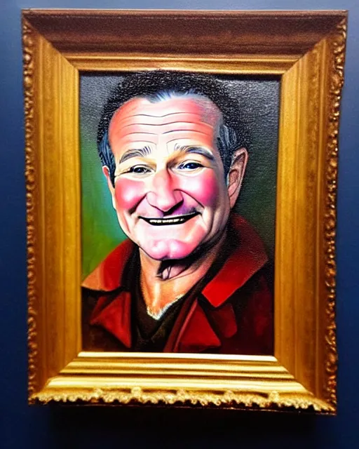 Prompt: oil painting portrait of a Robin Williams Rembrandt Style