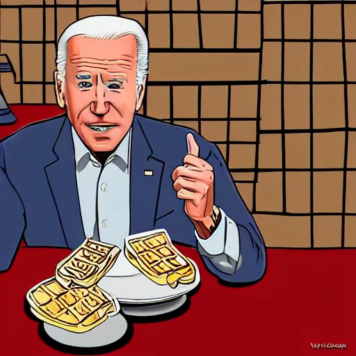 Image similar to Joe Biden eating waffles at Waffle House Digital Art