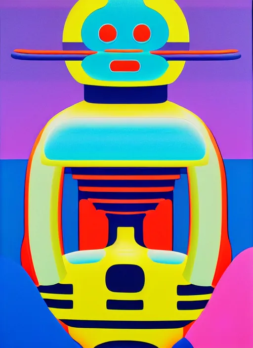 Image similar to inflated robot by shusei nagaoka, kaws, david rudnick, airbrush on canvas, pastell colours, cell shaded, 8 k