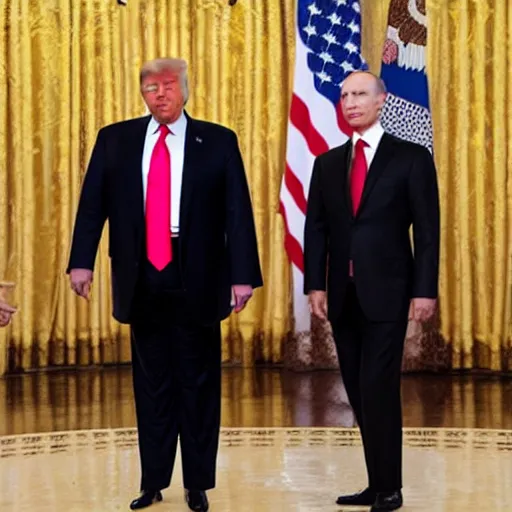 Prompt: Donald Trump and Vladimir Putin dancing to hip hop music