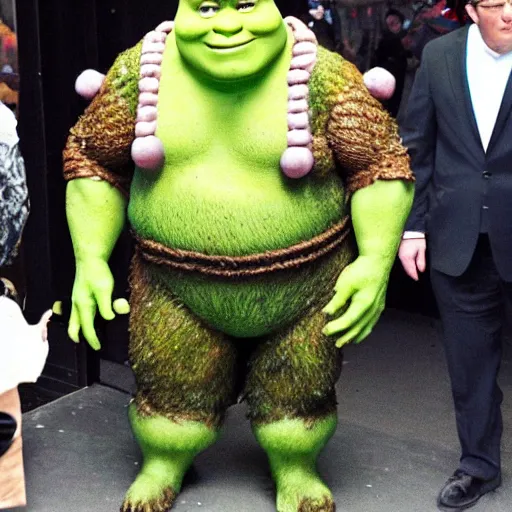 Image similar to low quality paparazzi photo of shrek