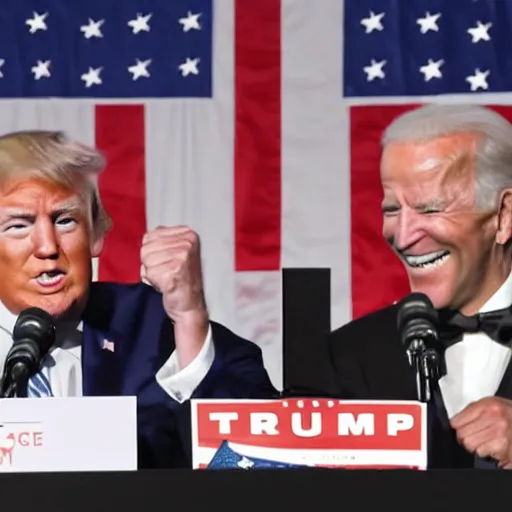 Image similar to comedy movie scene trump and biden boxing, 8 k,