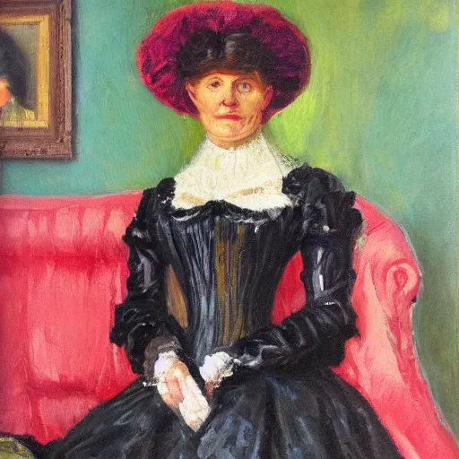 Prompt: portrait of a victorian lady, oil, expressionism, bright, colorful
