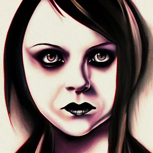 Image similar to goth christina ricci, art by michael miller