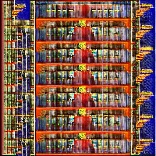 Image similar to ansi art pipe organ, ms - dos screen with scanlines