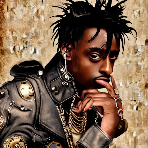 Image similar to playboi carti in steampunk style digital art 4 k the detailed super realistic