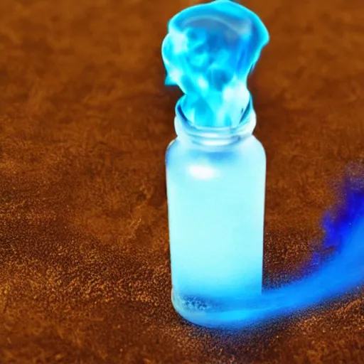 Image similar to blue fire in a bottle