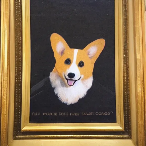 Prompt: a £ 5 but the portrait of the queen has been replaced by a happy corgi