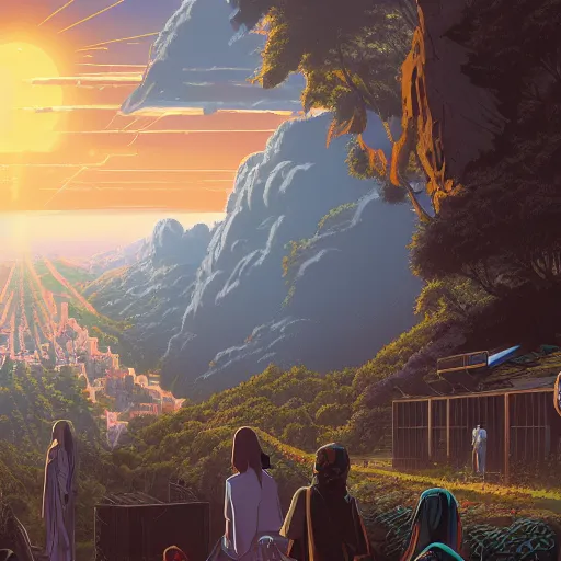 Image similar to the second coming of suppy side jesus by dan mumford, yusuke murata, makoto shinkai, ross tran, cosmic, heavenly, god rays, intricate detail, cinematic, 8 k, cel shaded, unreal engine, featured on artstation, pixiv