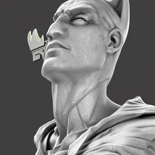 Image similar to marble statue of batman, hyper detailed, digital art, trending in artstation, cinematic lighting, studio quality, smooth render, unreal engine 5 rendered, octane rendered, art style by klimt and nixeu and ian sprigger and wlop and krenz cushart