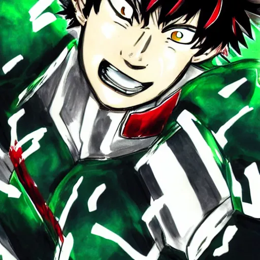 Image similar to Izuku Midoriya from My Hero Academia drawn by Yoji Shinkawa,