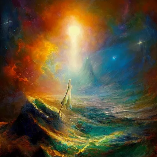 Image similar to a mind forever voyaging, fantasy, sea, cosmos, eternity, johan grenier