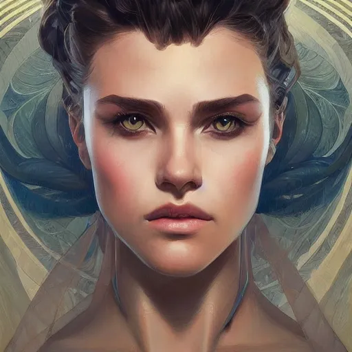 Image similar to portrait of Gigachad, elegant, intricate, headshot, highly detailed, digital painting, artstation, concept art, sharp focus, illustration, art by artgerm and greg rutkowski and alphonse mucha