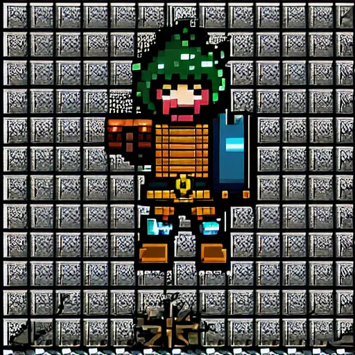 Image similar to pixelated dungeon adventure hero, 1 2 8 bit, 1 0 0 0 x 1 0 0 0 pixel art, 4 k, super detailed, nintendo game, pixelart, high quality, no blur, sharp geometrical squares