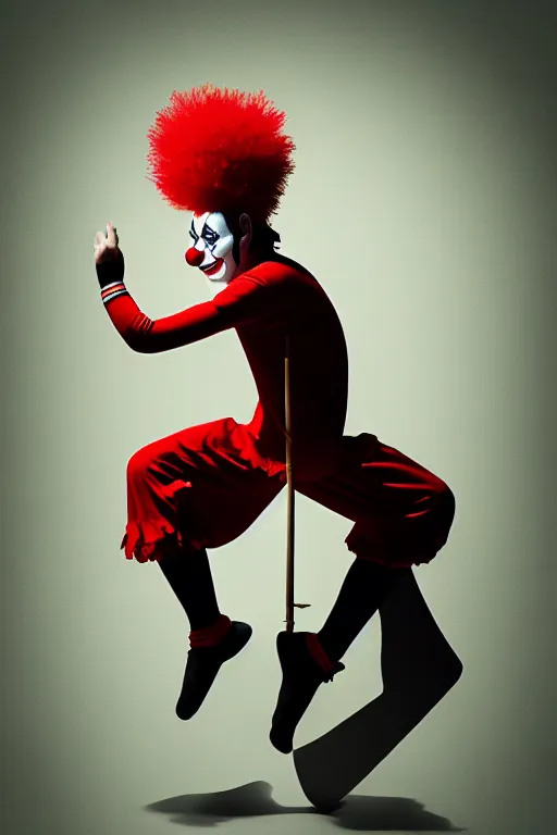 Prompt: my teacher as clown - composition : dynamic lighting, depth details, intricate, asymmetric, proportion, highly quality, balance, unity, extremely highly detailed. by bambang nurdianshyah ( background ) garis edelweiss ( lighting ) roby dwi antono ( character )