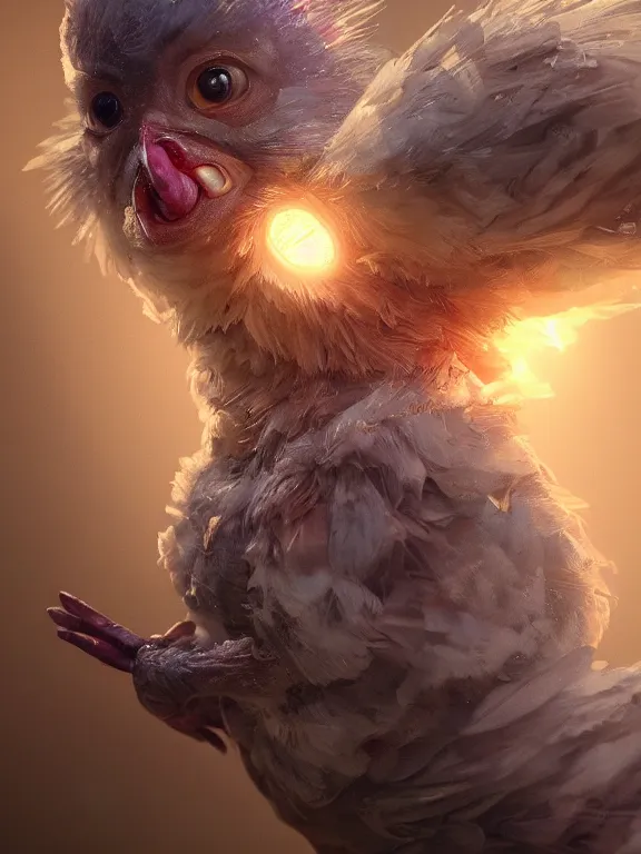 Prompt: fine painting of a mutated baby bird, 8 k, ultra realistic, lens flare, atmosphere, glow, detailed, intricate, full of colour, cinematic lighting, trending on artstation, 4 k, hyperrealistic, focused, extreme details, unreal engine 5, cinematic, masterpiece