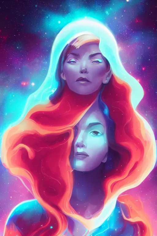 Prompt: A beautiful portrait of a single female cosmic being with a nebula as its body by Aenami Alena, 8K, UHD , Trending on artstation.