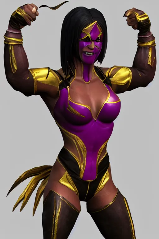 Image similar to mileena from mortal kombat 3 d render