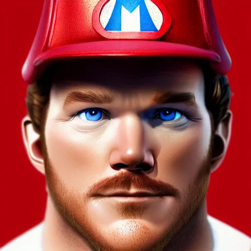 Image similar to a film still portrait of chris pratt dressed up as mario in real life as a real person, grotesque, disturbing, disgusting, realistic hyperrealistic 4 k resolution 8 k resolution highly detailed very detailed extremely detailed hd quality detailed face very detailed face extremely detailed face trending on artstation, modern portrait, modern photograph, film still