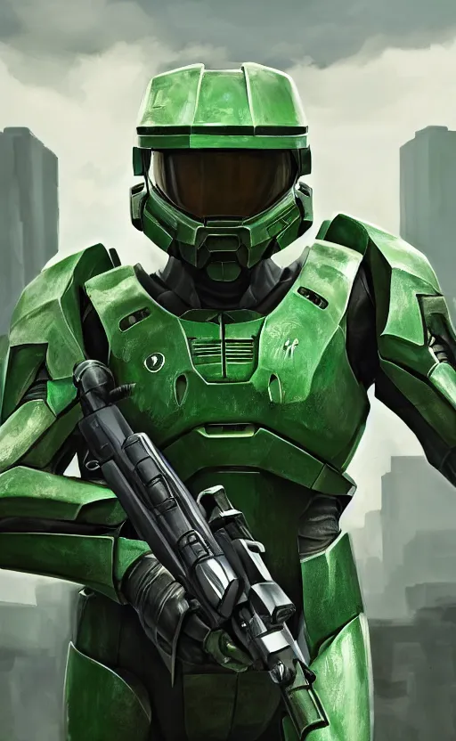 Image similar to scyther pokemon playing as master chief, oil on canvas, intricate, 8 k highly professionally detailed, hdr, cgsociety