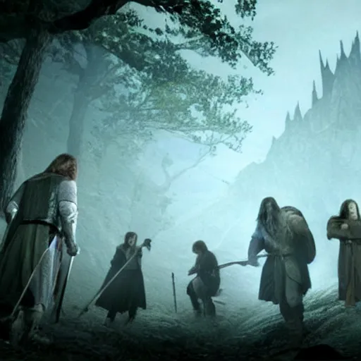 Image similar to a still of from the movie the lord of the rings : the fellowship of the ring crossover with the game outlast