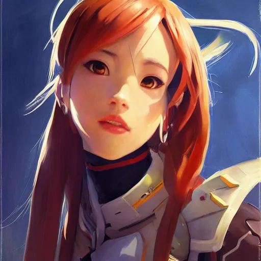 Image similar to greg manchess portrait painting of asuna yuuki as overwatch character, medium shot, asymmetrical, profile picture, organic painting, sunny day, matte painting, bold shapes, hard edges, street art, trending on artstation, by huang guangjian and gil elvgren and sachin teng