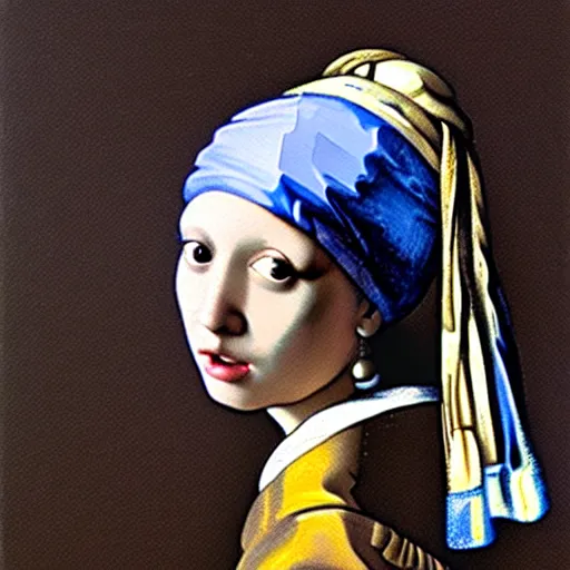 Prompt: painting of girl with a Pearl Earring by Moebius