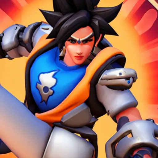 Image similar to overwatch game character goku