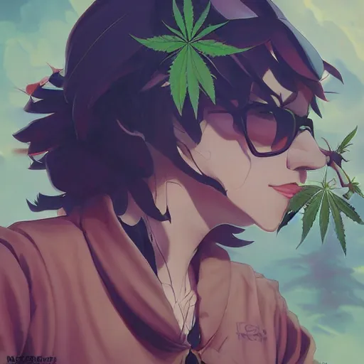 Prompt: cannabis leaf cartoon character, digital art, fun, eun by jesper ejsing, greg rutkowski, katsuhiro otomo, krenz cushart, shigenori soejima, rossdraws, rule of thirds