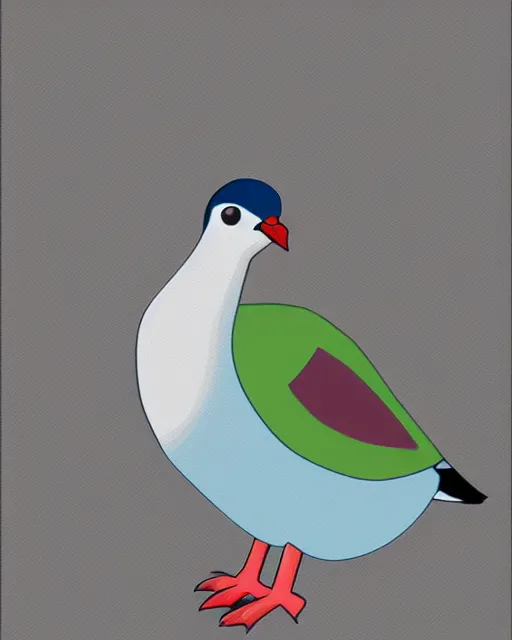 Prompt: pigeon mascot, digital art,