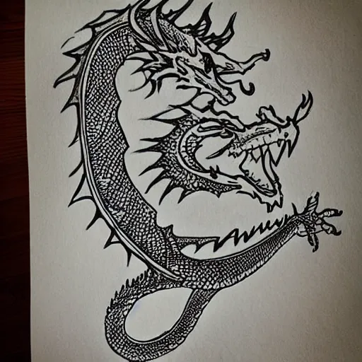 Image similar to “fire breathing dragon, children’s drawing”
