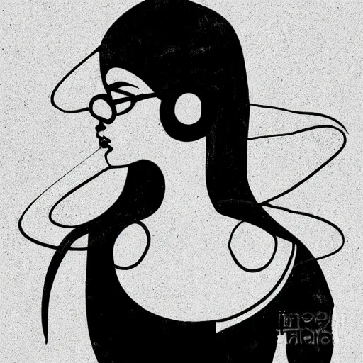 Image similar to vintage minimal figurative beautiful colorful, Sajida Hussain figurative art, cyber punk minimal figure art, soft colors mono chromatic, black color on white background, abstract