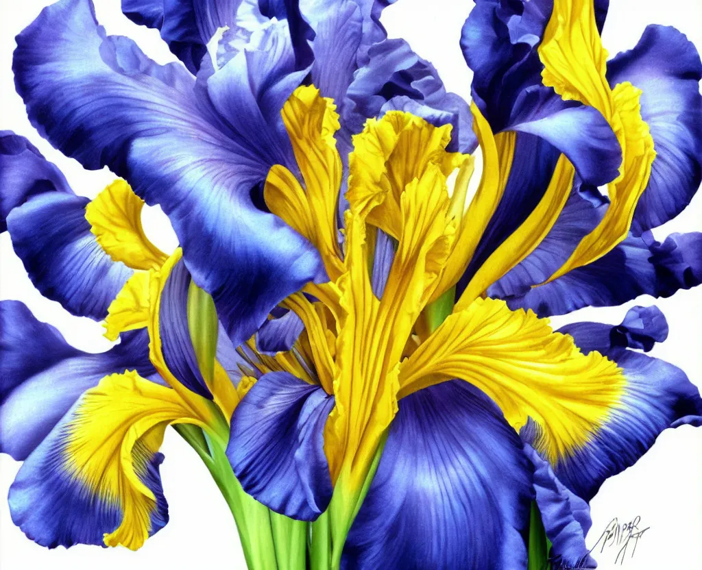 Image similar to beautiful matte airbrush of a glossy big iris on a white background, inspired by 8 0's airbrush illustrations, art by pater sato