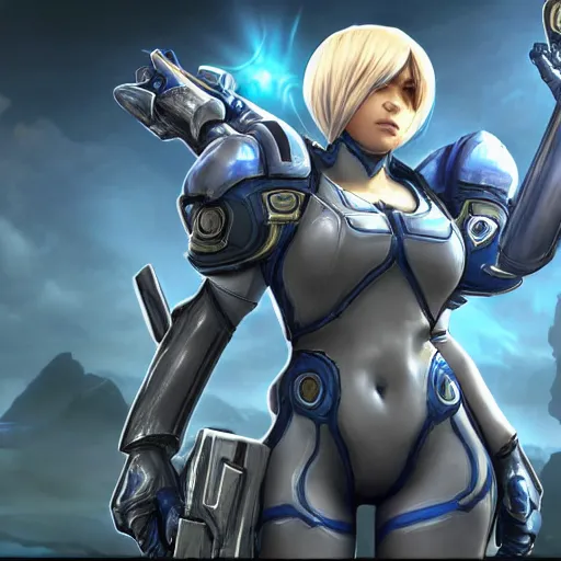 Prompt: Screenshot of 2B as a Starcraft 2 character