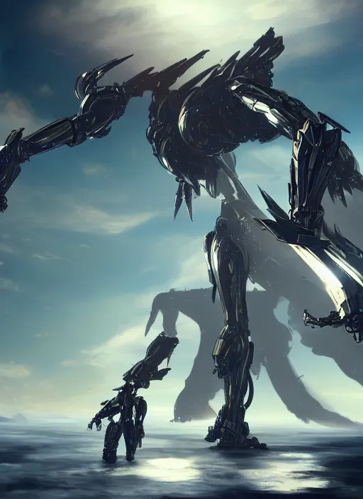 Image similar to epic cinematic shot of a giant beautiful hot anthropomorphic robot mecha female dragon, the size of a goddess, taller than the planet, clouds at her ankles, walking on the planet, detailed warframe fanart, macro art, furaffinity, deviantart