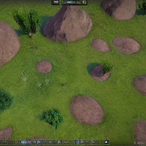 Image similar to unreal engine 5 screenshot of a ecology based real time strategy, permaculture, nature, ecosystem, landbuilding