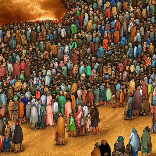 Image similar to muslims on judgment day digital art very detailed 4 k detailed super realistic