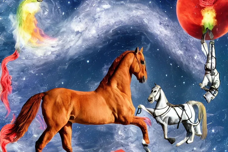 Image similar to horse on top of an astronaut, astronaut under the horse, arstation