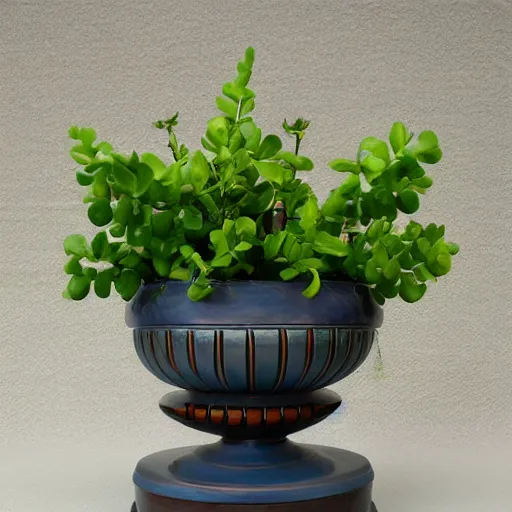 Prompt: an architectural, unique pot made for houseplants, hollywood regency style